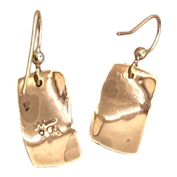 Far Fetched Blessed Dangle Earrings Rectangle Artisan Crafted Stamped Quote - Picture 6 of 6